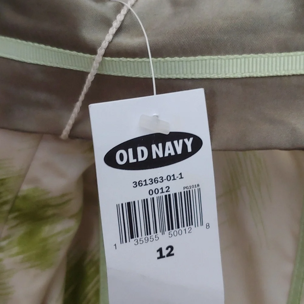 Y2K Old Navy Cotton Panel Wavy Flare Skirt w/Satin Sash, Waist 35 in. (Spr 2006) - Picture 7 of 8